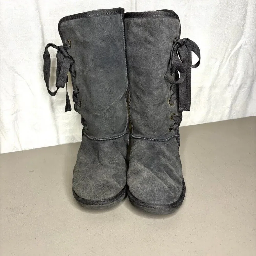 EMU Australia Stephanie Gray Suede Merino Wool Lined Winter Boots Women's Size 9